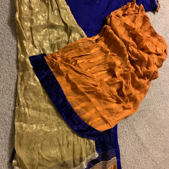 Pakistani/Indian Royal Blue/gold/orange 3 piece!💙 - Picture 6 of 9